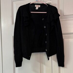 Cat & Jack Black Ruffle Sweater Cardigan